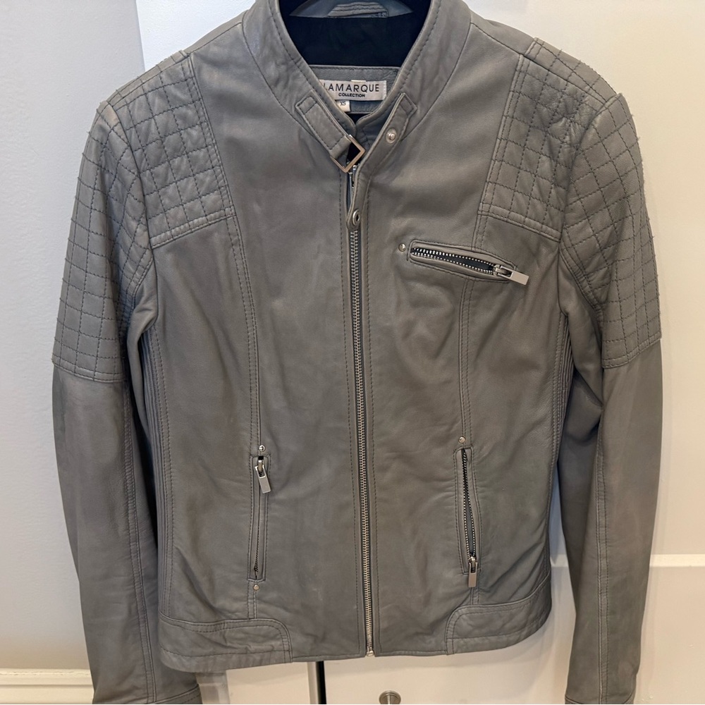 LAMARQUE Gray Leather Jacket Women’s NWOT